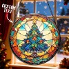 Personalized Stained Glass Christmas Tree Ornament,Christmas Handcraft Holiday Ornament with name,Premium Water Ripple Glass,Christmas GIFT
