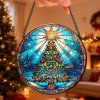 Personalized Stained Glass Christmas Tree Ornament,Christmas Handcraft Holiday Ornament with name,Premium Water Ripple Glass,Christmas GIFT