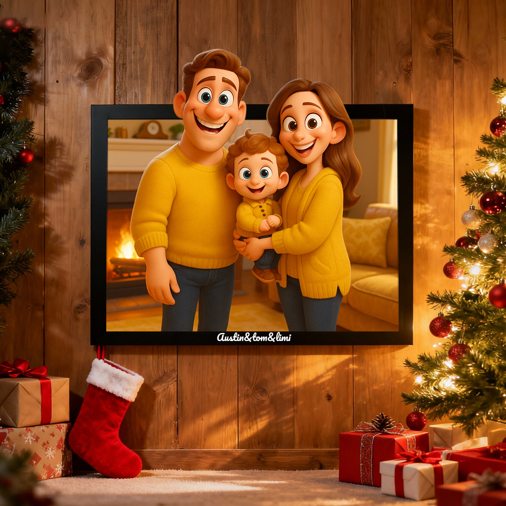 Custom Portrait Cartoon Frame｜Unique Illustration from Your Photo｜Ideal Gift for Couples, Family & Friends