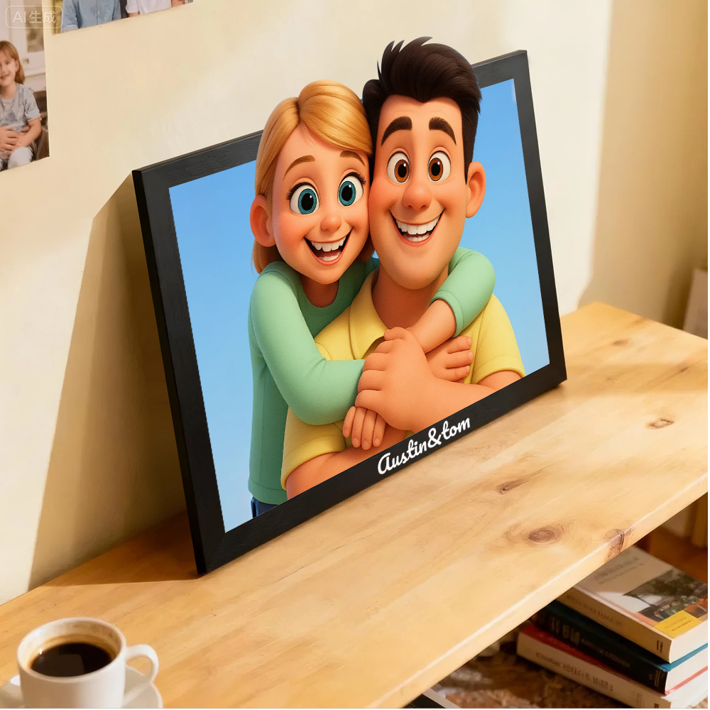 Custom Portrait Cartoon Frame｜Unique Illustration from Your Photo｜Ideal Gift for Couples, Family & Friends
