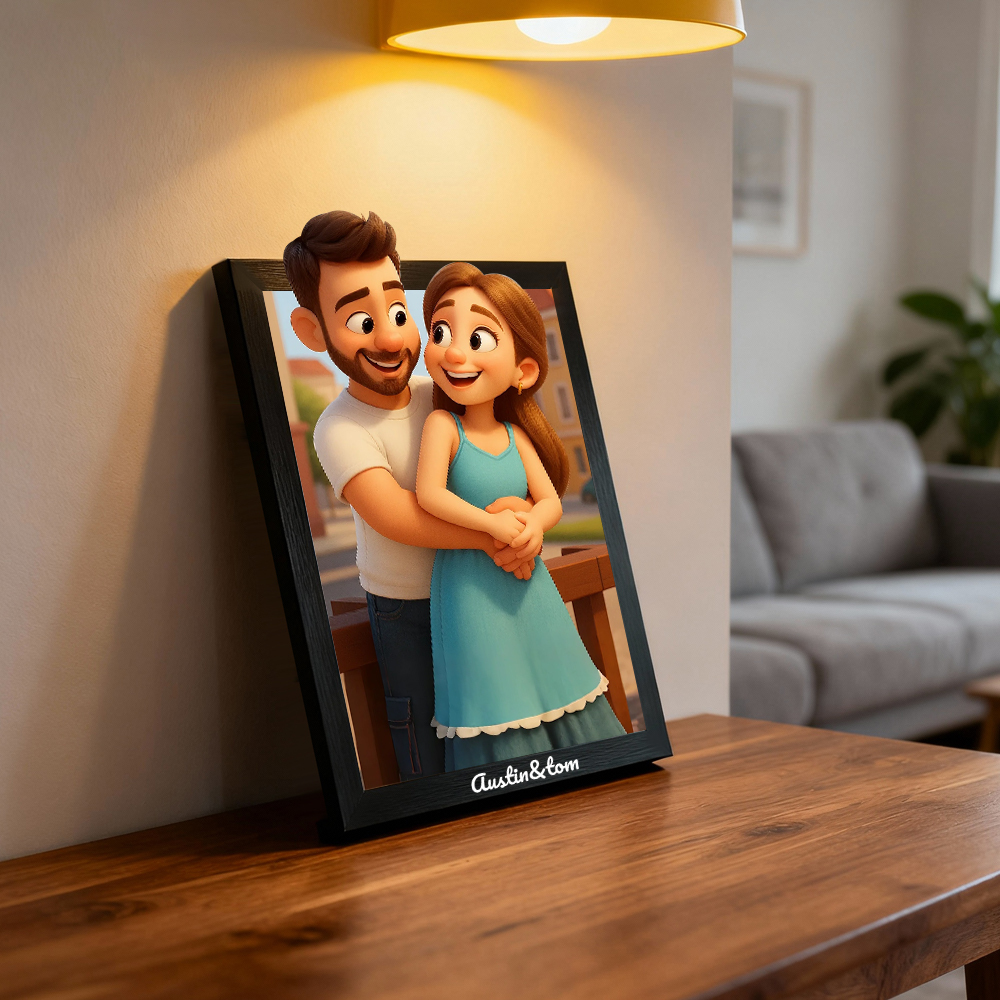 Custom Portrait Cartoon Frame｜Unique Illustration from Your Photo｜Ideal Gift for Couples, Family & Friends