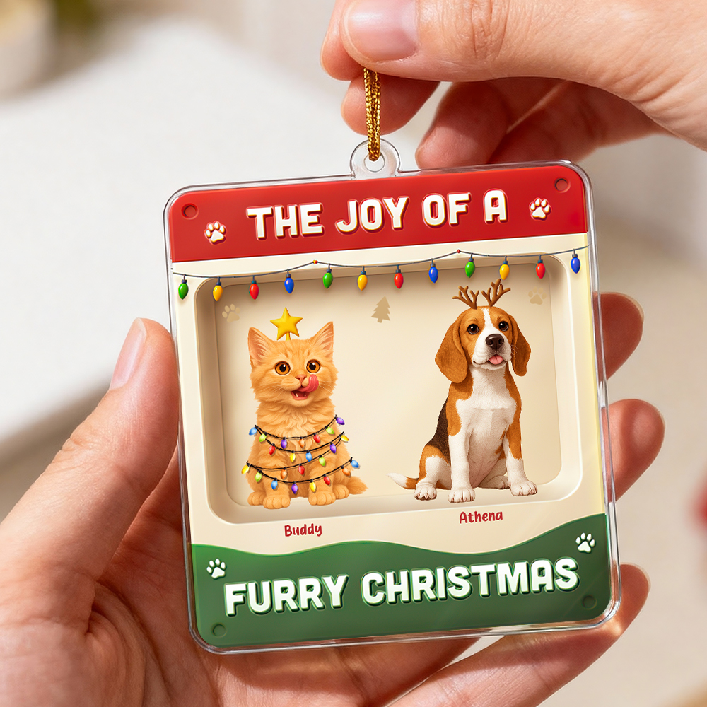 Custom Cartoon Pet Christmas Ornament | Personalized Name & Pet Design | Holiday Tree Decoration