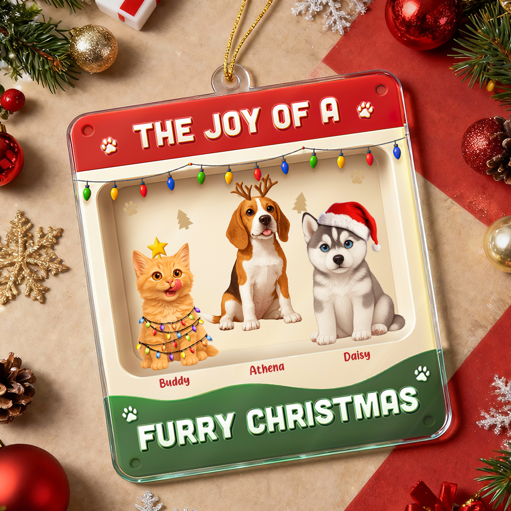 Custom Cartoon Pet Christmas Ornament | Personalized Name & Pet Design | Holiday Tree Decoration