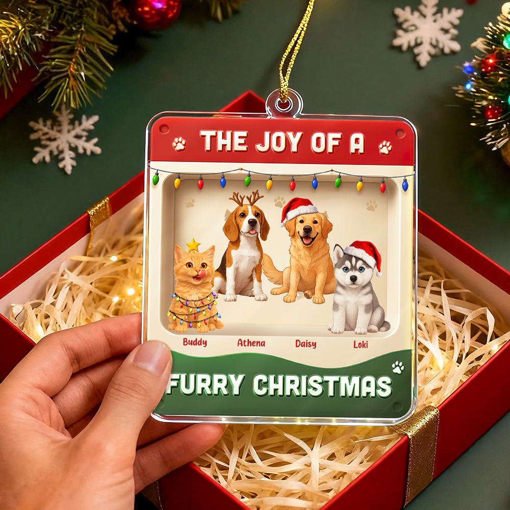 Custom Cartoon Pet Christmas Ornament | Personalized Name & Pet Design | Holiday Tree Decoration
