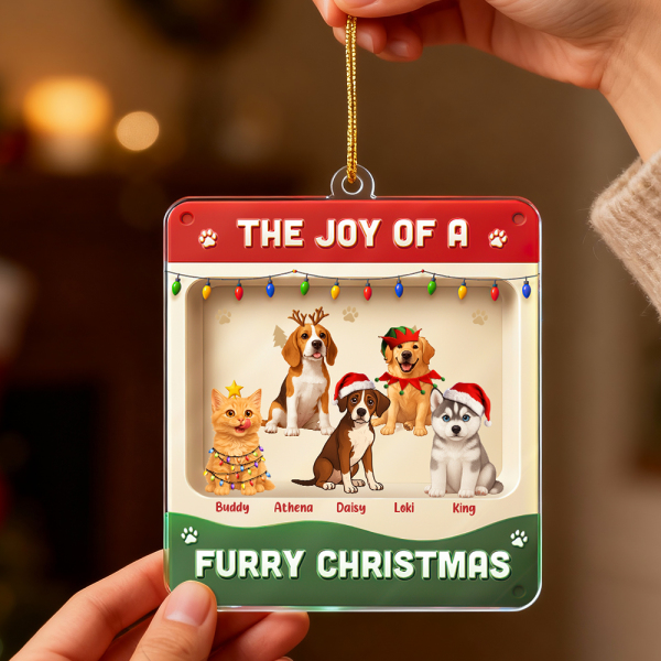 Custom Cartoon Pet Christmas Ornament | Personalized Name & Pet Design | Holiday Tree Decoration
