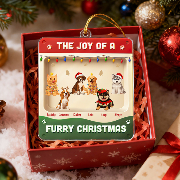Custom Cartoon Pet Christmas Ornament | Personalized Name & Pet Design | Holiday Tree Decoration
