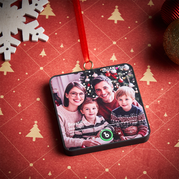 Custom Music Ornament Fridge Magnet Personalized Photo Music Box Ornament Music Fridge Magnet Custom Voice Recording Couple Keepsake Christmas Gifts