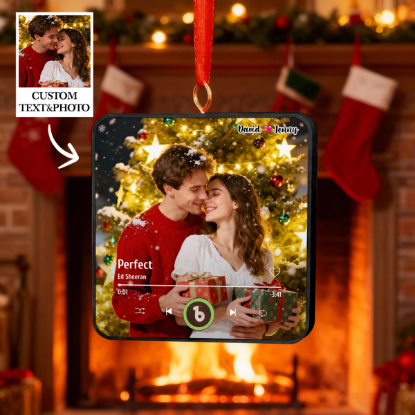 Custom Music Ornament Fridge Magnet Personalized Photo Music Box Ornament Music Fridge Magnet Custom Voice Recording Couple Keepsake Christmas Gifts