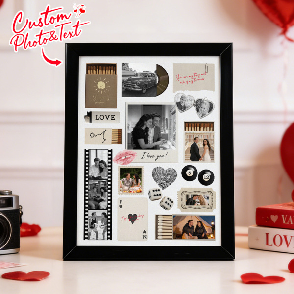 Custom Photo Matchbox Wooden Frame with Your Text Matchbook Poster Print Wall Art Anniversary Gift - Photowatch