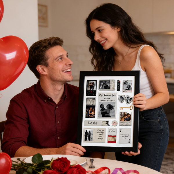 Custom Photo Matchbox Wooden Frame with Your Text Matchbook Poster Print Wall Art Anniversary Gift - Photowatch