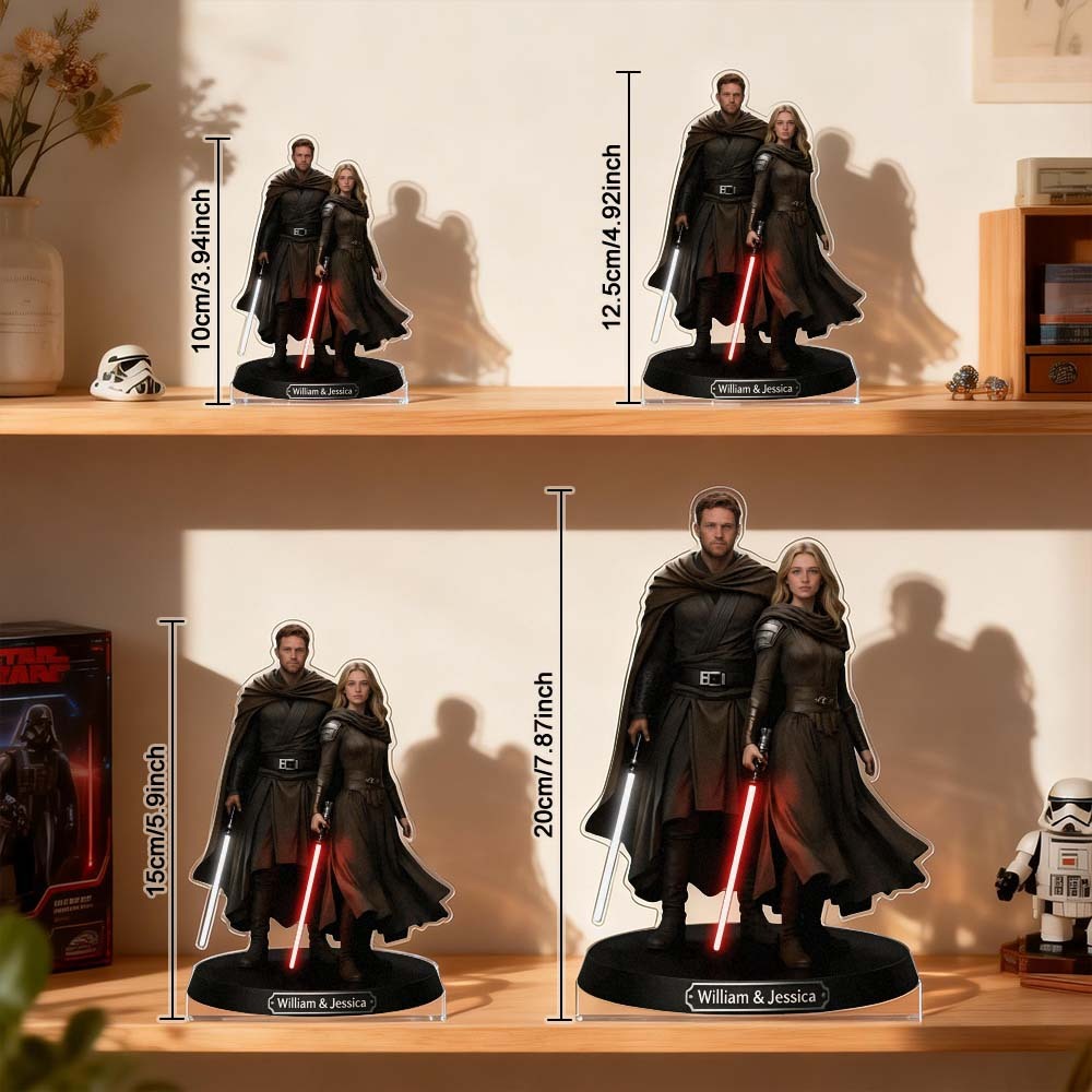 Custom Lightsaber Galactic Hero Couple Photo Acrylic Plaque Funny Gifts for Lover - Photowatch