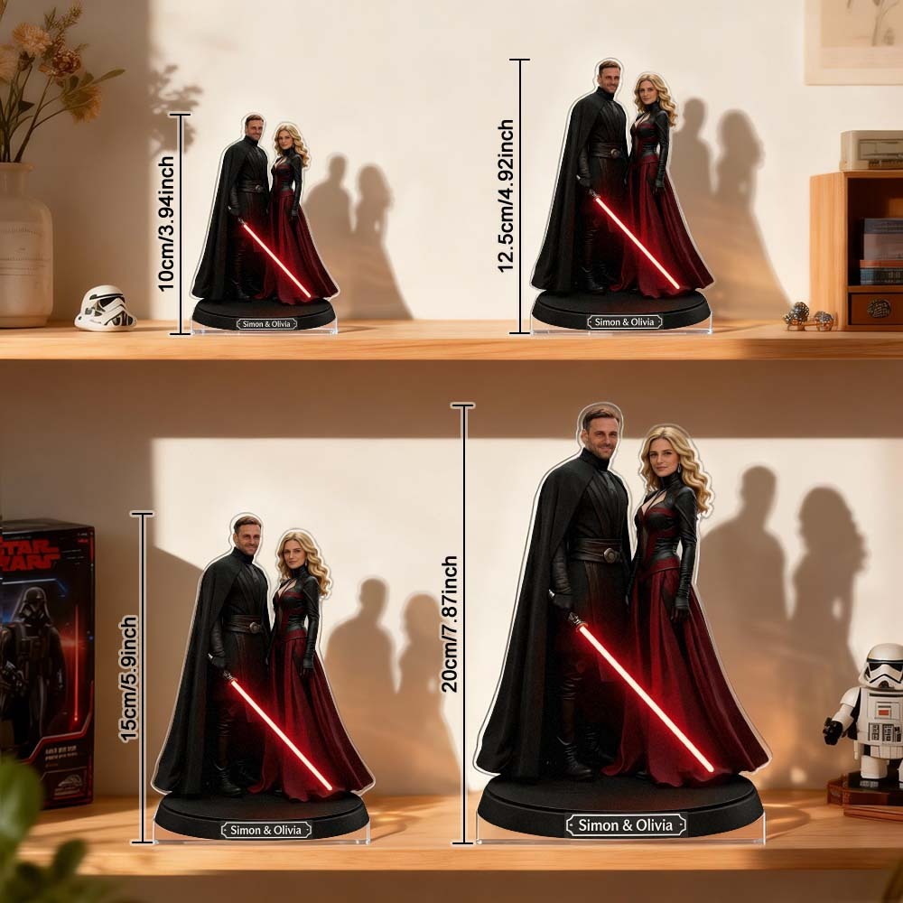 Custom Lightsaber Galactic Hero Couple Photo Acrylic Plaque Funny Gifts for Lover - Photowatch