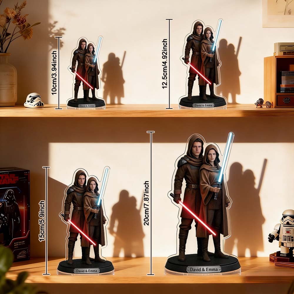 Custom Lightsaber Galactic Hero Couple Photo Acrylic Plaque Funny Gifts for Lover - Photowatch