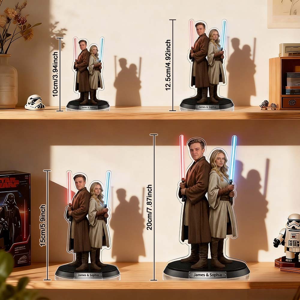 Custom Lightsaber Galactic Hero Couple Photo Acrylic Plaque Funny Gifts for Lover - Photowatch