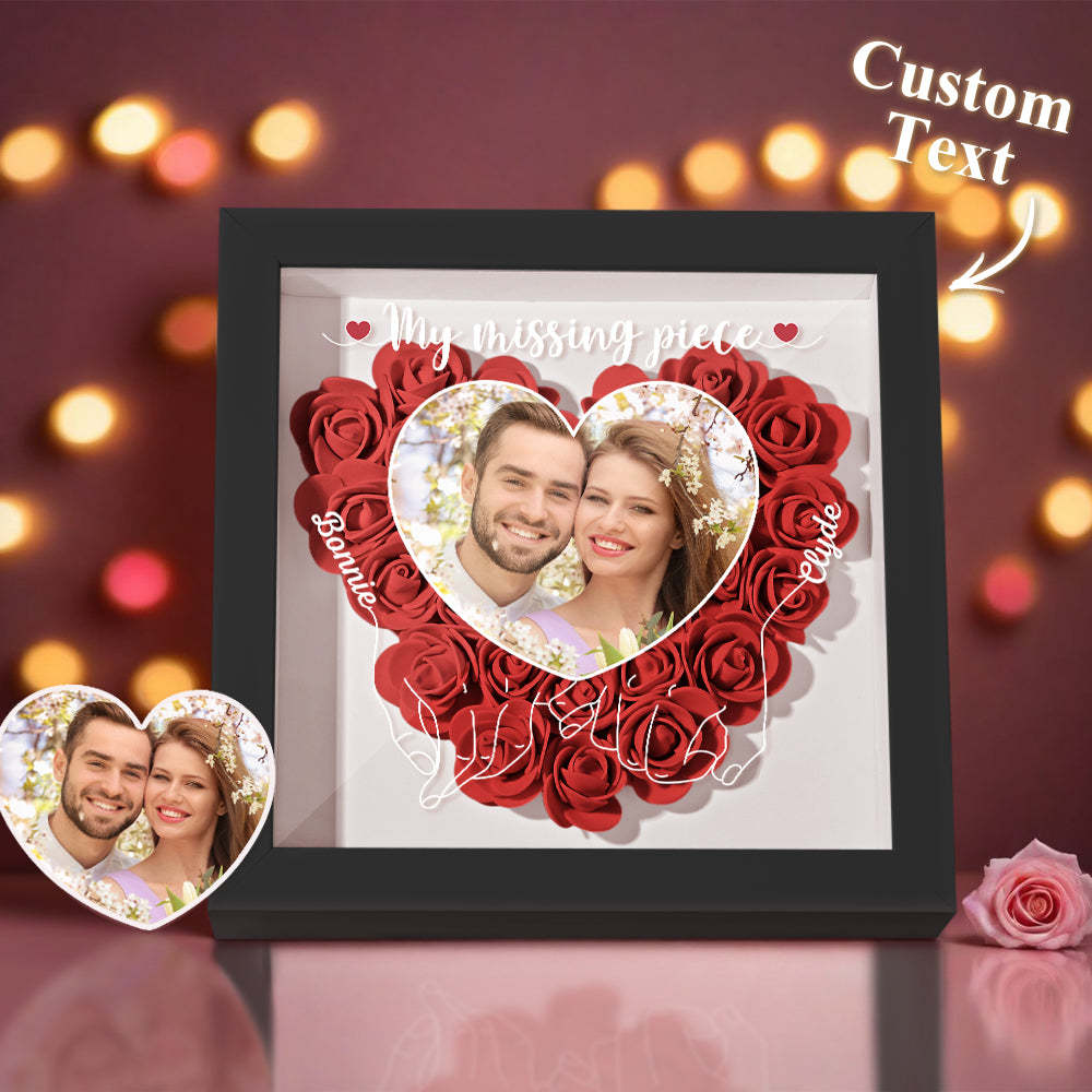 My Missing Piece - Personalized Photo Flower Shadow Box - photowatch