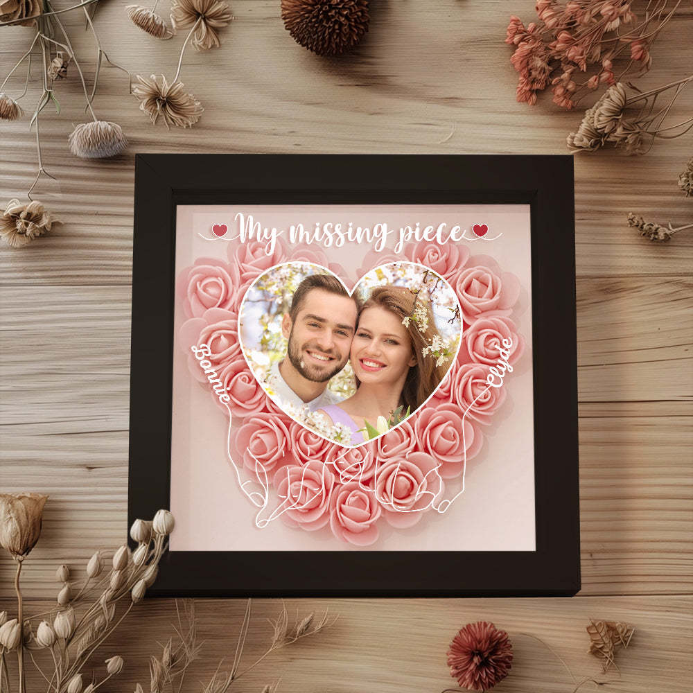 My Missing Piece - Personalized Photo Flower Shadow Box - photowatch