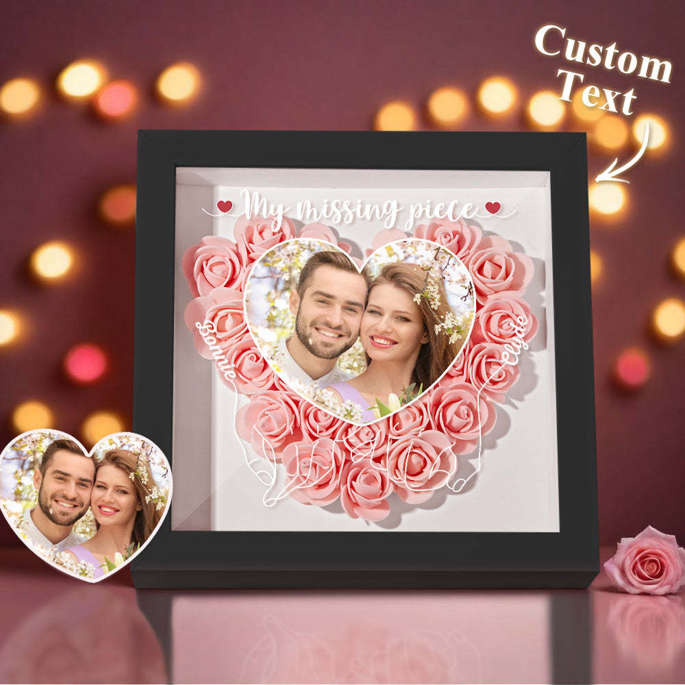 My Missing Piece - Personalized Photo Flower Shadow Box - photowatch