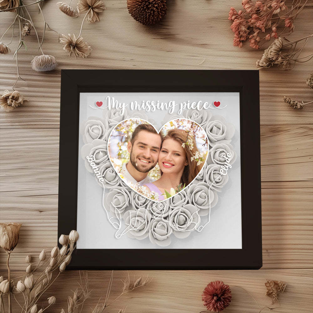 My Missing Piece - Personalized Photo Flower Shadow Box - photowatch