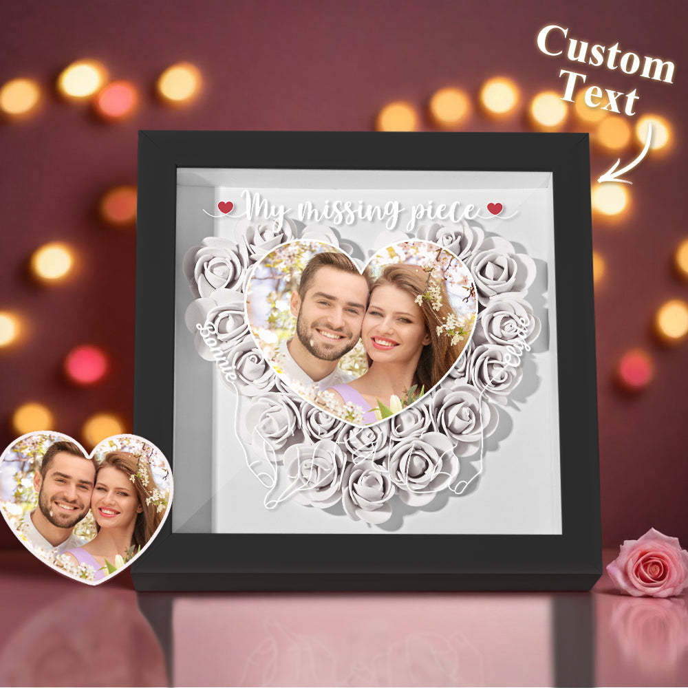 My Missing Piece - Personalized Photo Flower Shadow Box - photowatch