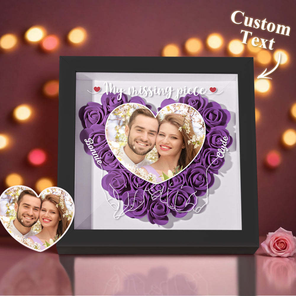 My Missing Piece - Personalized Photo Flower Shadow Box - photowatch
