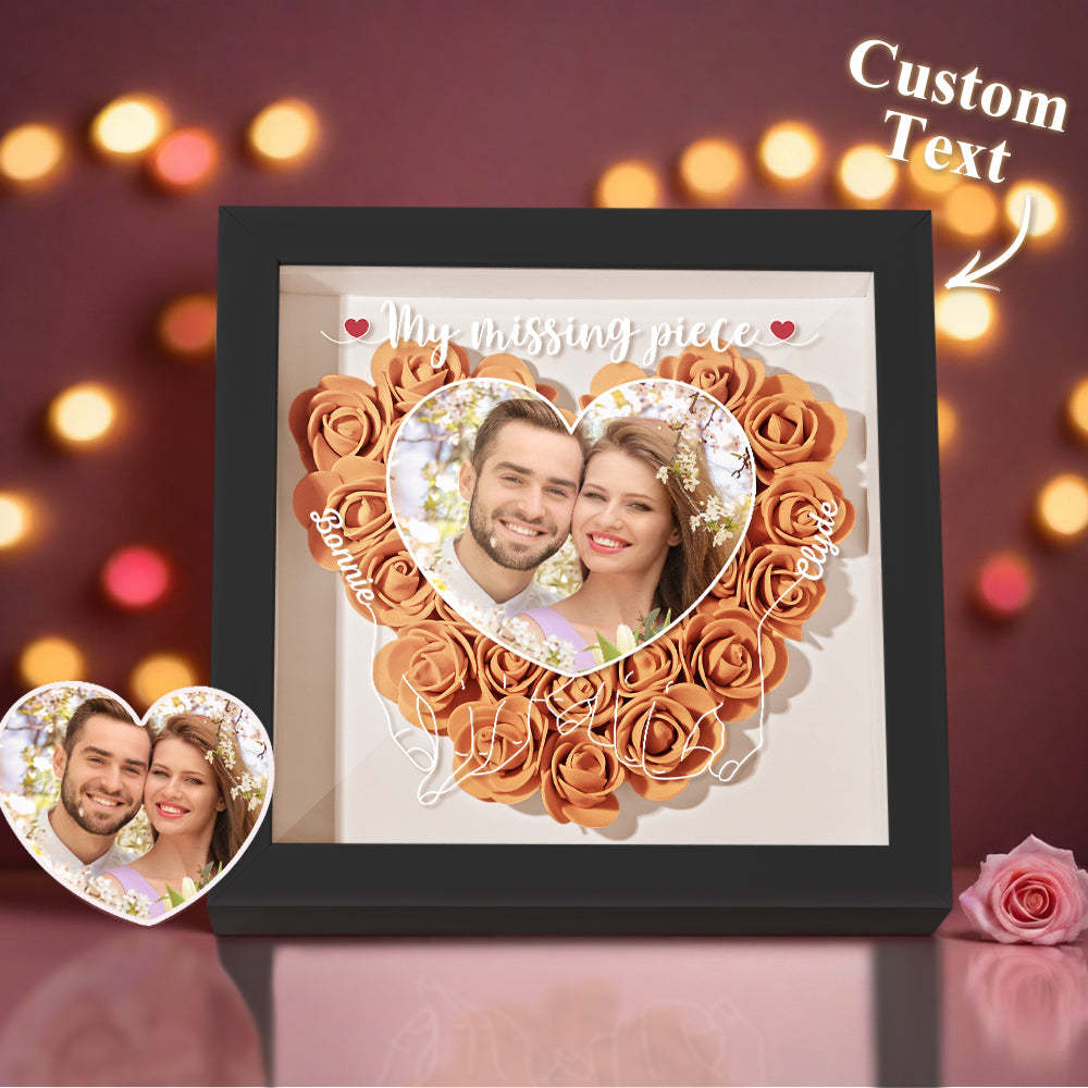 My Missing Piece - Personalized Photo Flower Shadow Box - photowatch