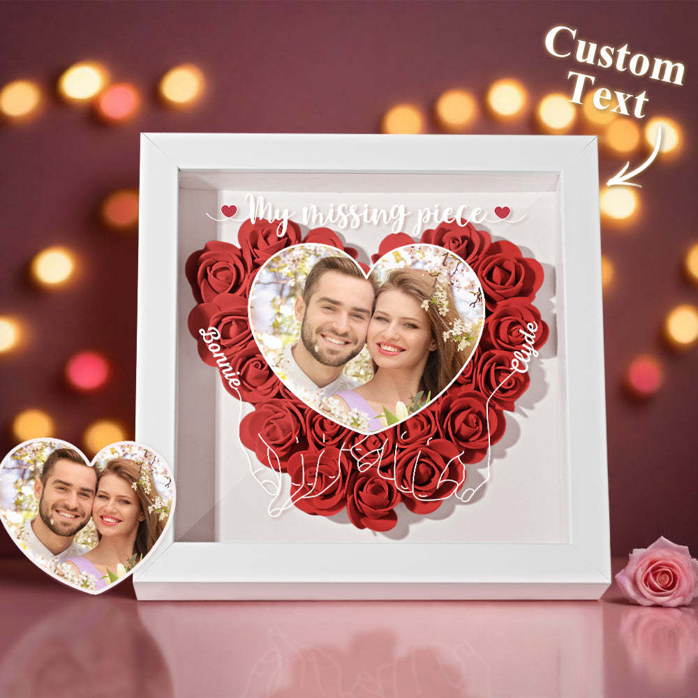My Missing Piece - Personalized Photo Flower Shadow Box - photowatch