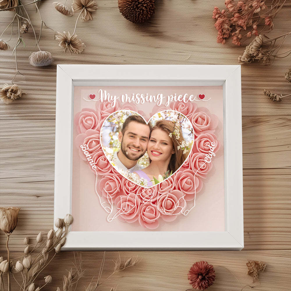 My Missing Piece - Personalized Photo Flower Shadow Box - photowatch