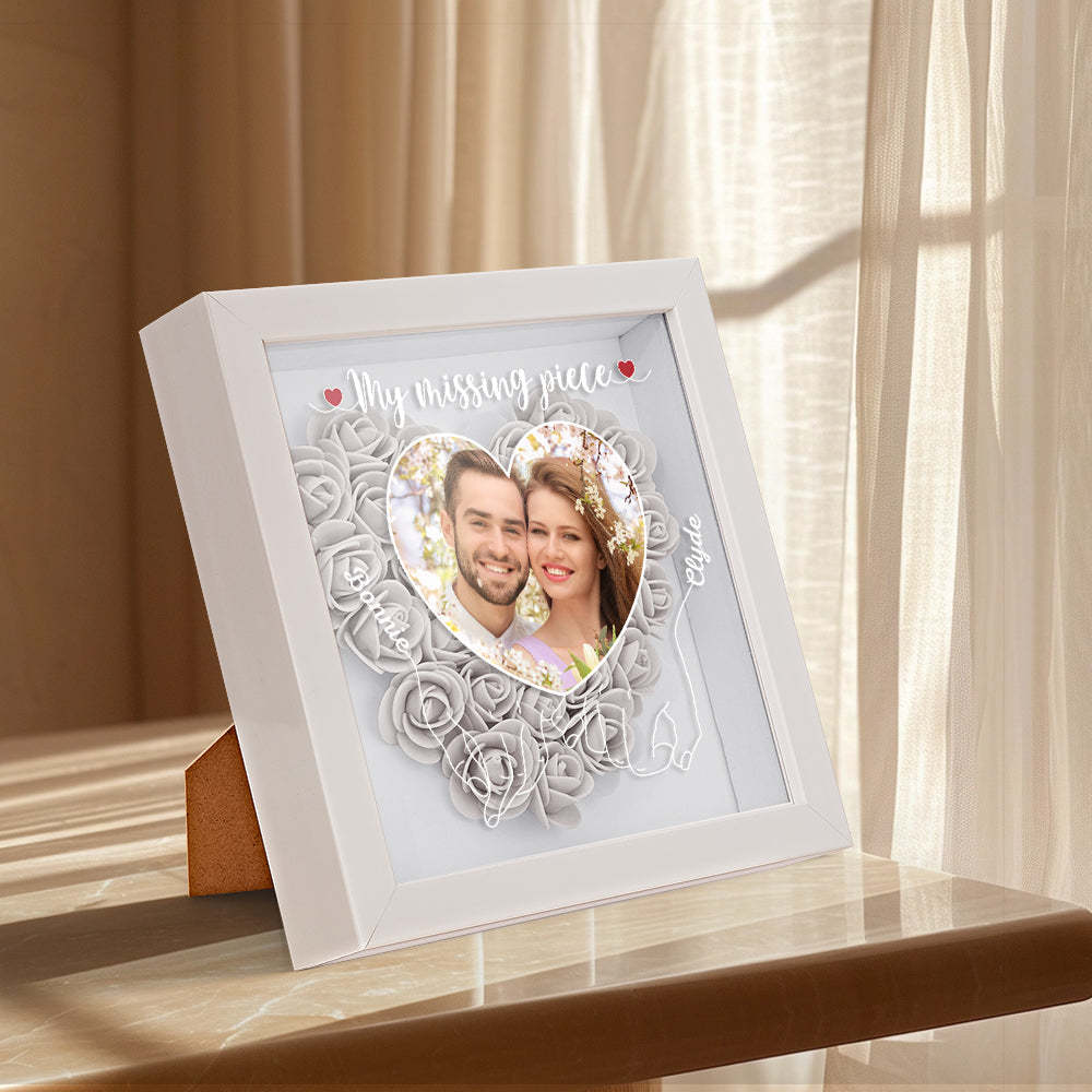 My Missing Piece - Personalized Photo Flower Shadow Box - photowatch