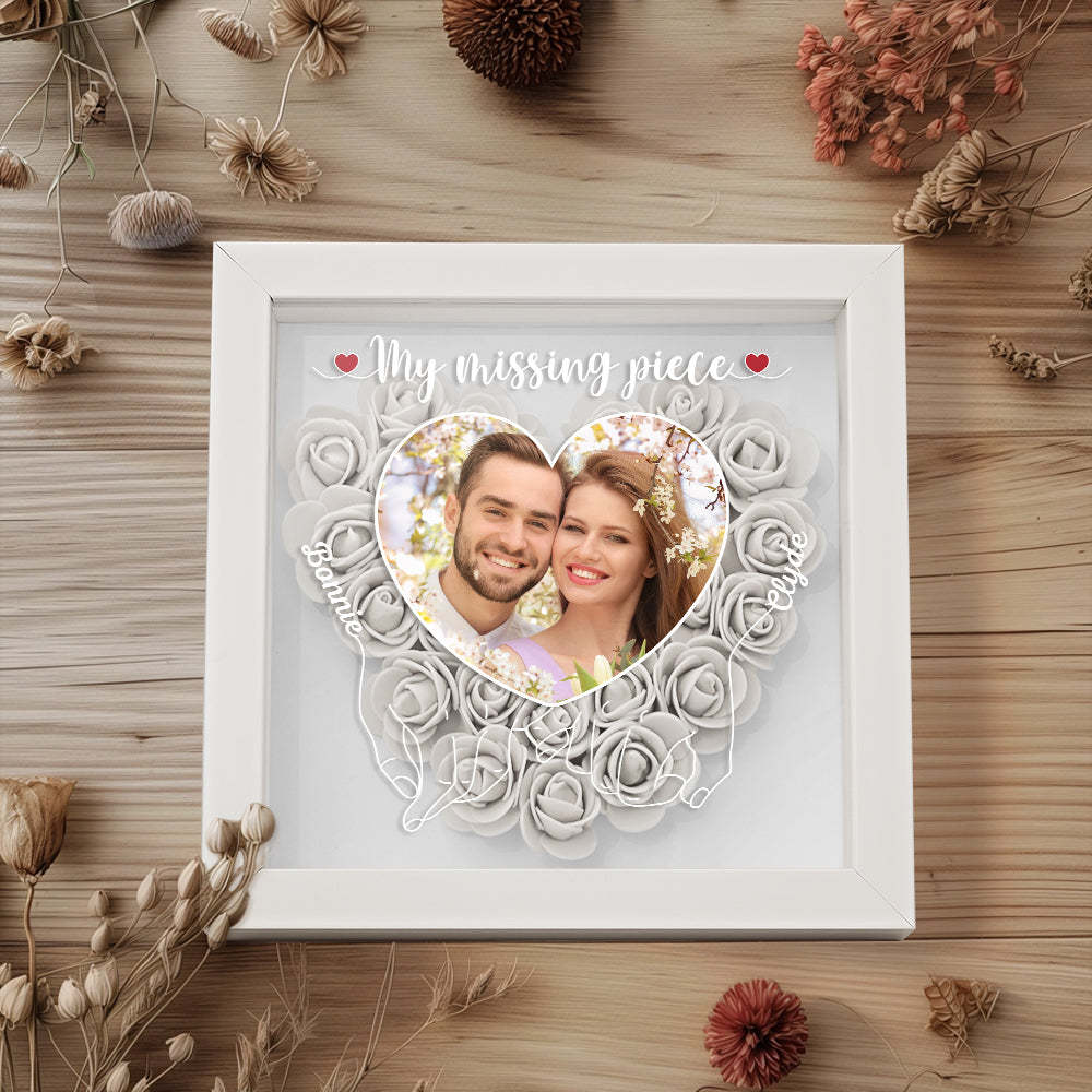 My Missing Piece - Personalized Photo Flower Shadow Box - photowatch