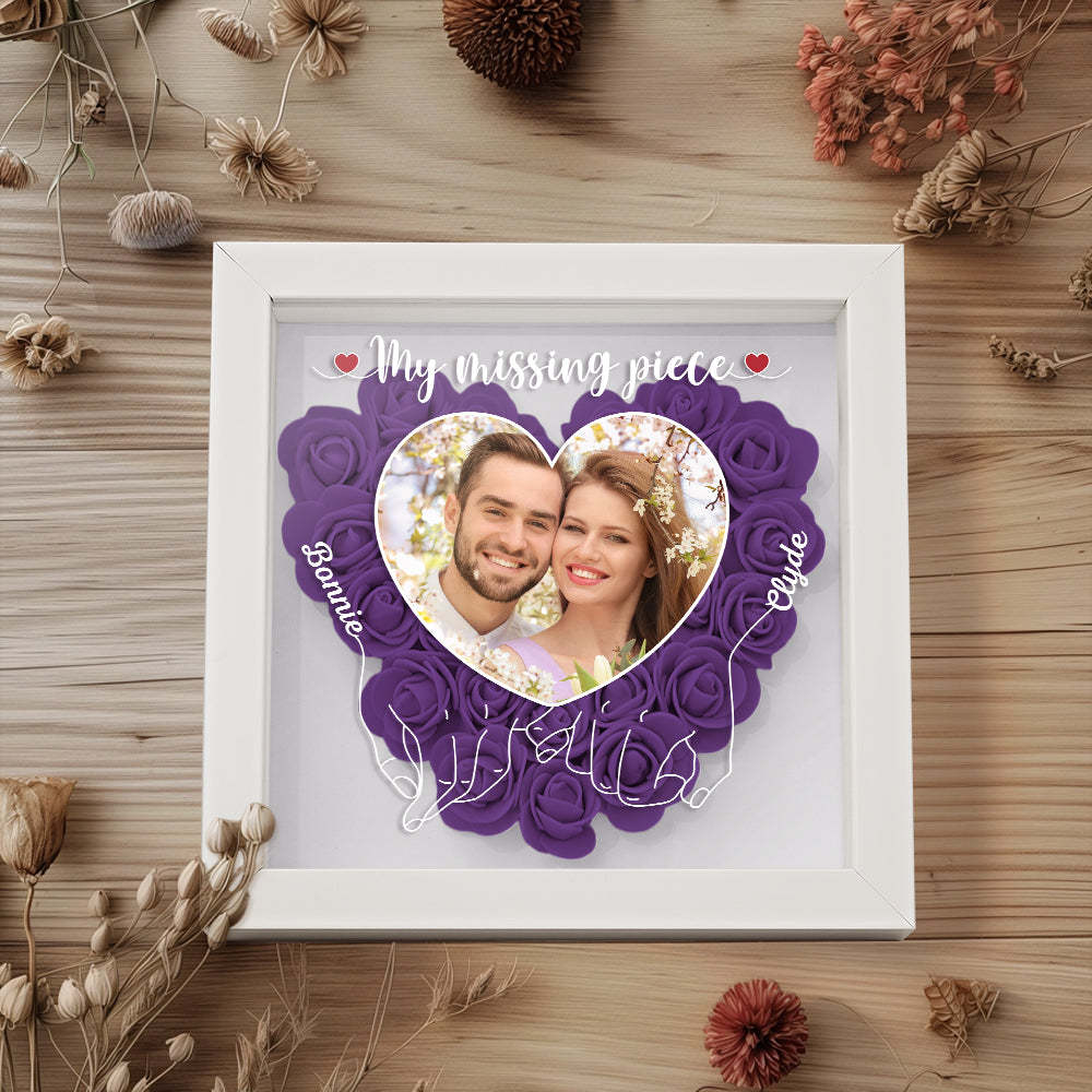 My Missing Piece - Personalized Photo Flower Shadow Box - photowatch