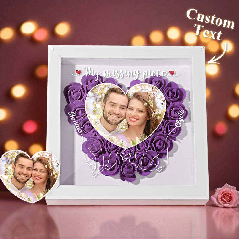 My Missing Piece - Personalized Photo Flower Shadow Box - photowatch