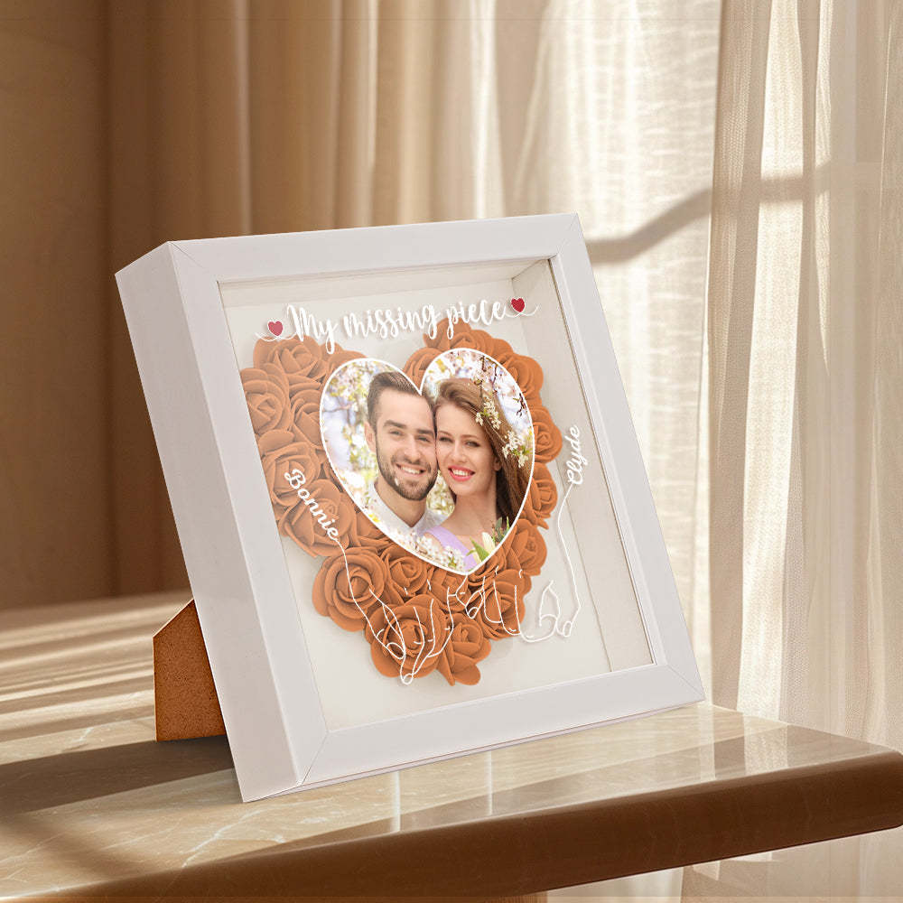 My Missing Piece - Personalized Photo Flower Shadow Box - photowatch