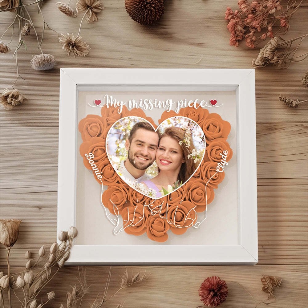 My Missing Piece - Personalized Photo Flower Shadow Box - photowatch