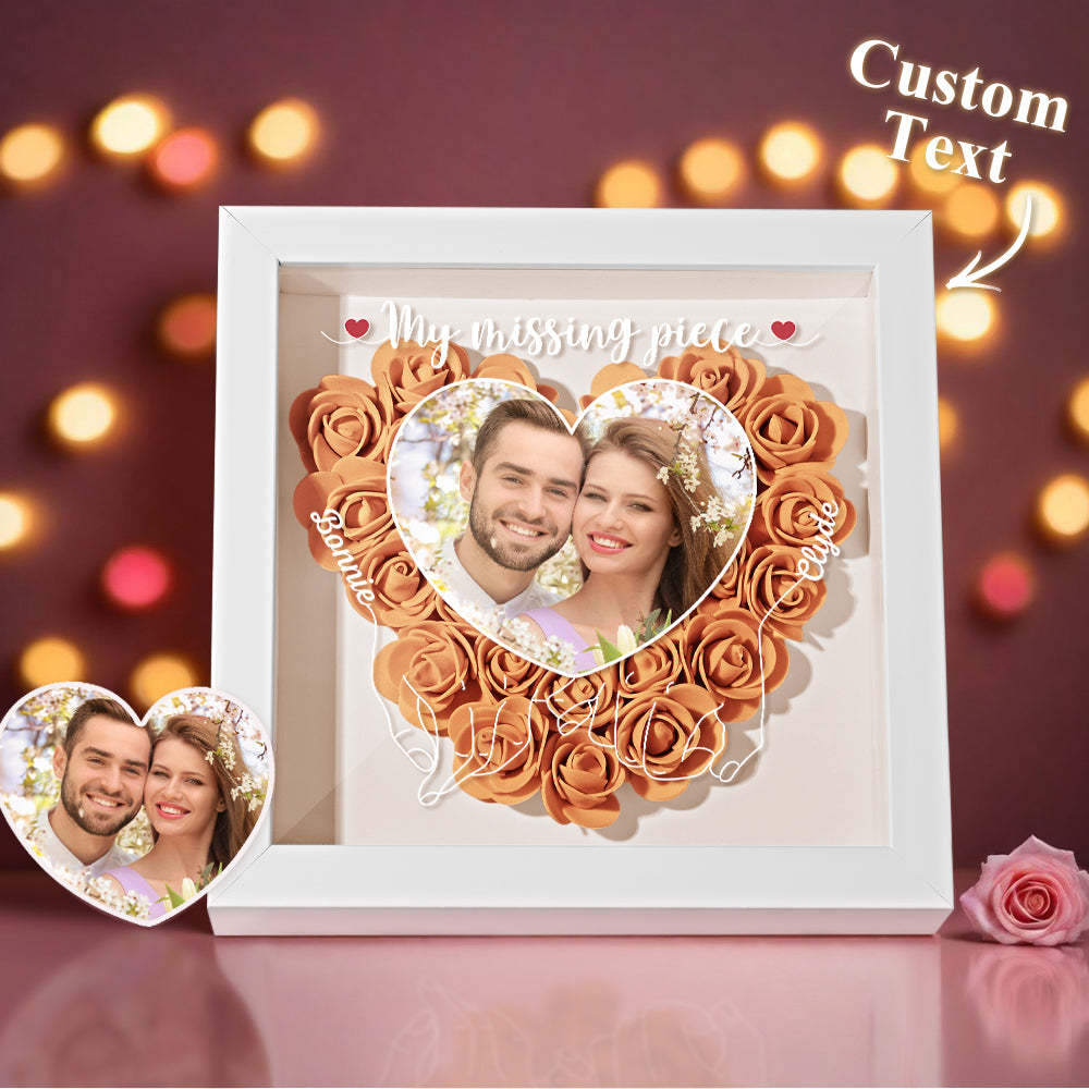 My Missing Piece - Personalized Photo Flower Shadow Box - photowatch