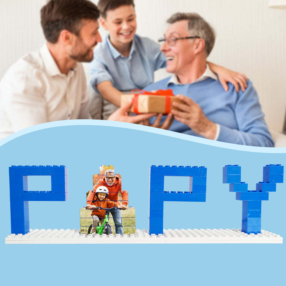 Personalized Papy Photo Building Brick Puzzles Photo Block Father's Day Gifts - photowatch