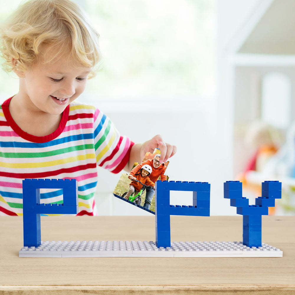 Personalized Papy Photo Building Brick Puzzles Photo Block Father's Day Gifts - photowatch