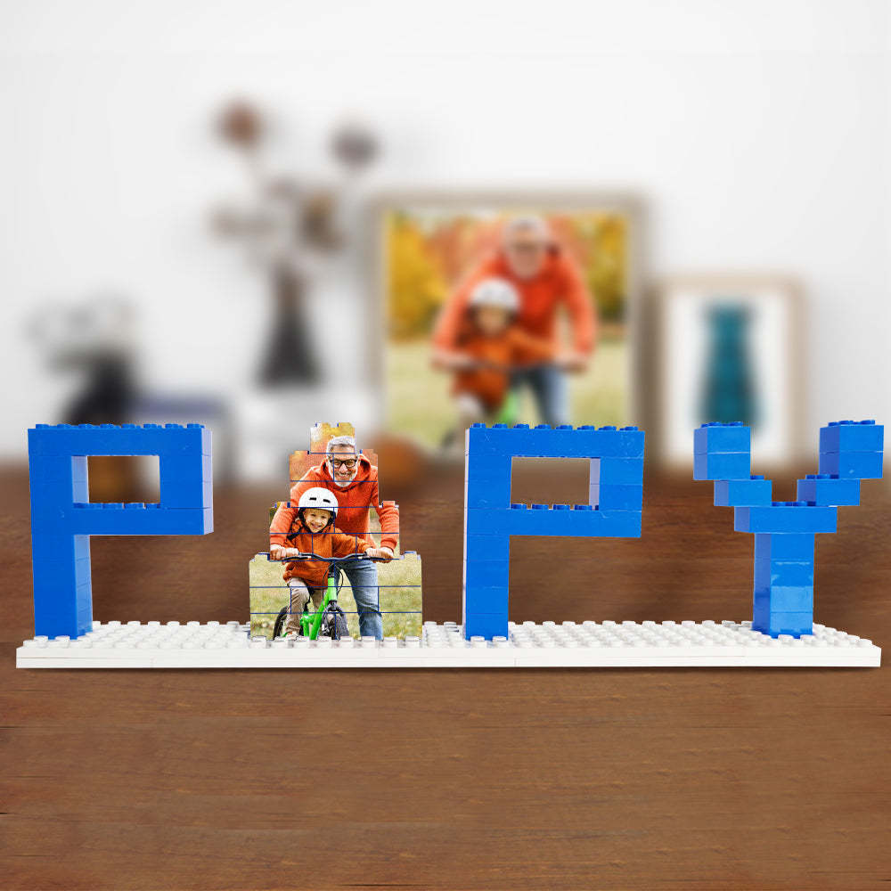 Personalized Papy Photo Building Brick Puzzles Photo Block Father's Day Gifts - photowatch