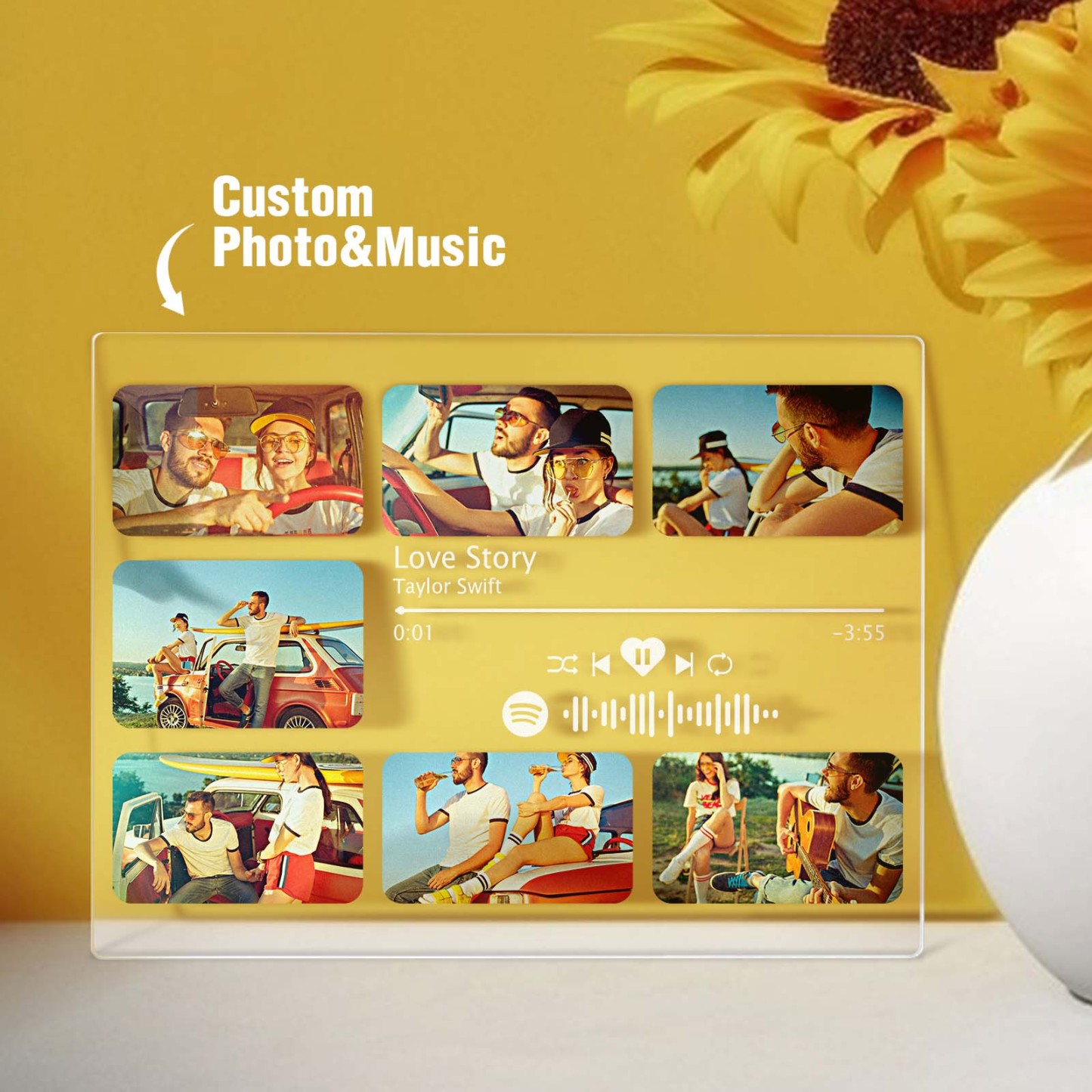 Custom Spotify Plaque Personalised Photo Decor Gift Music Plaque For Couples - photowatch