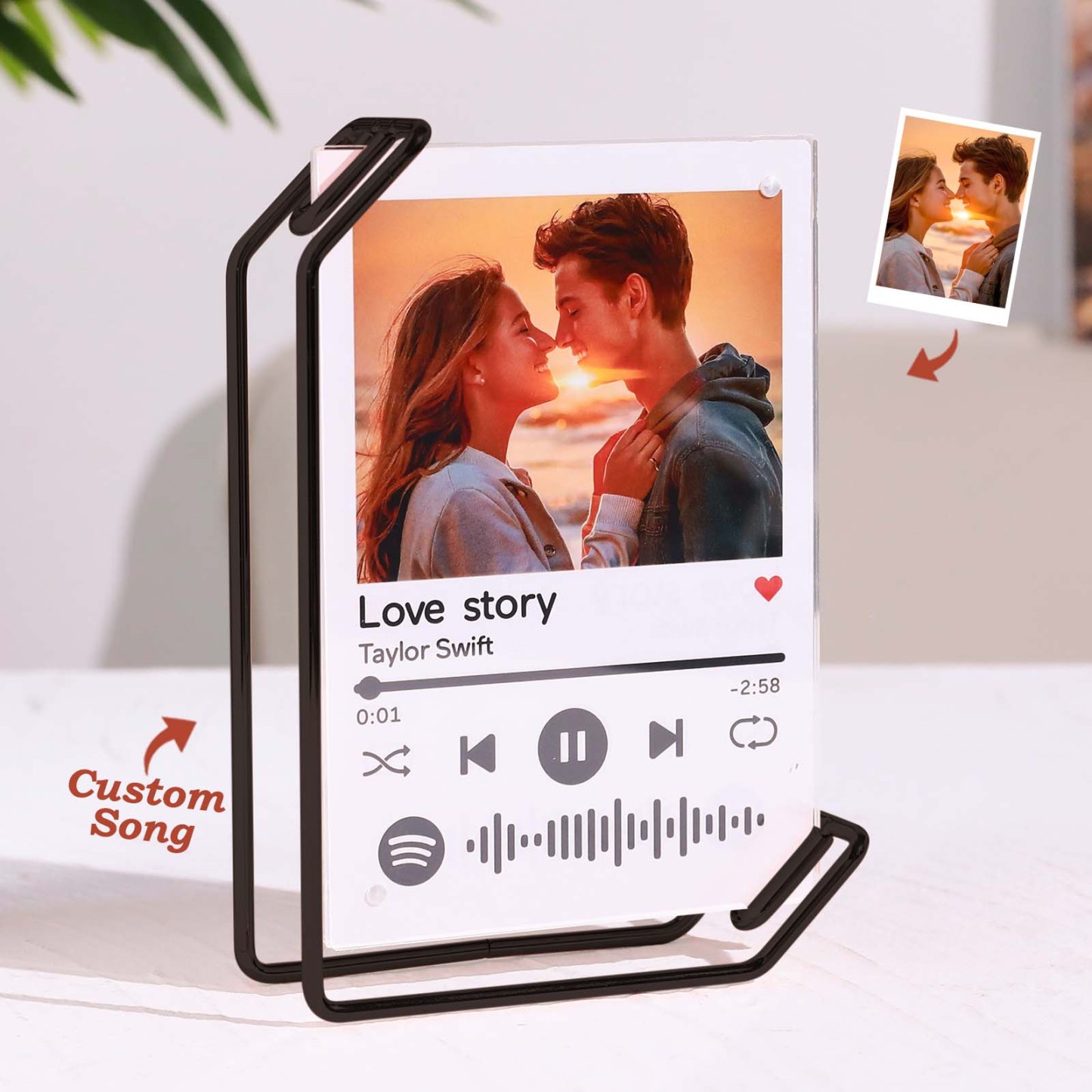 Custom L-shape Spotify Photo Frames Personalized Acrylic Picture Frame for Tabletop or Desktop Decor Gifts for Her - Photowatch