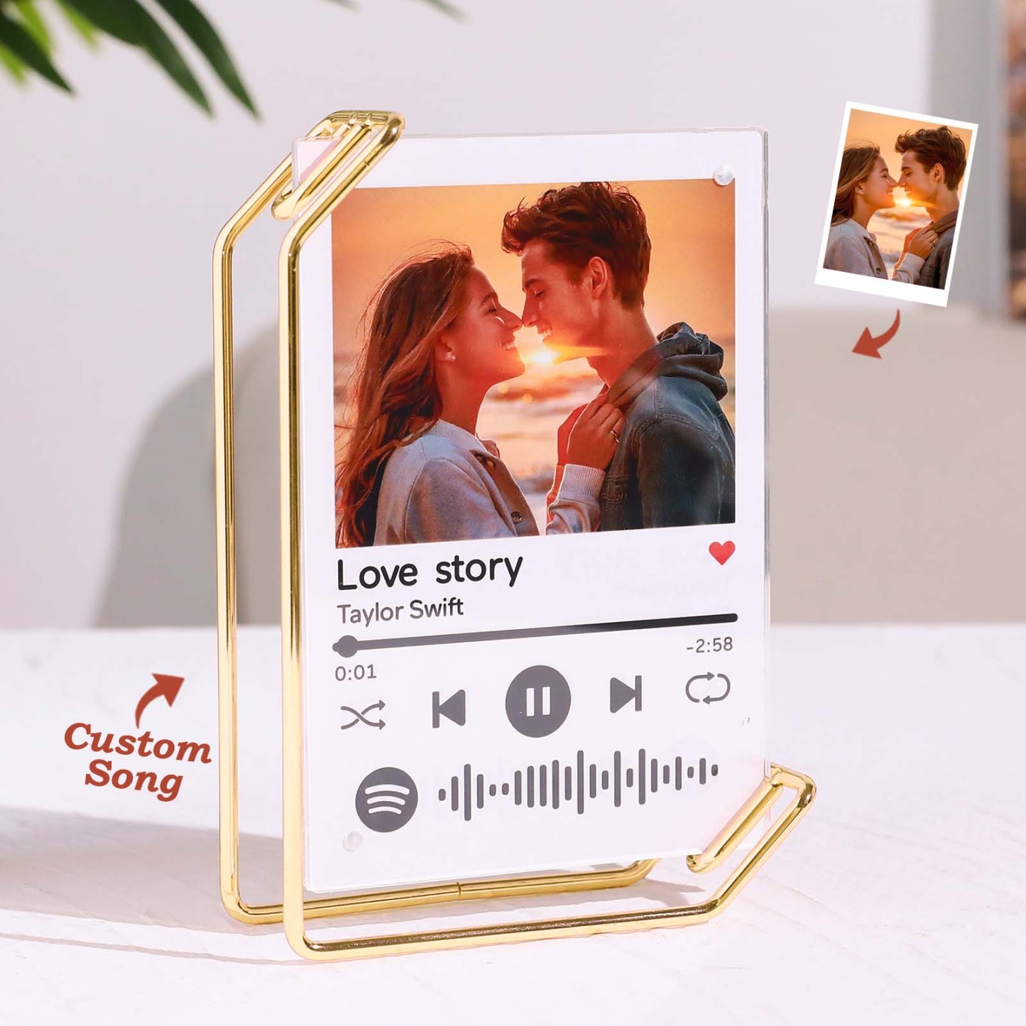 Custom L-shape Spotify Photo Frames Personalized Acrylic Picture Frame for Tabletop or Desktop Decor Gifts for Her - Photowatch