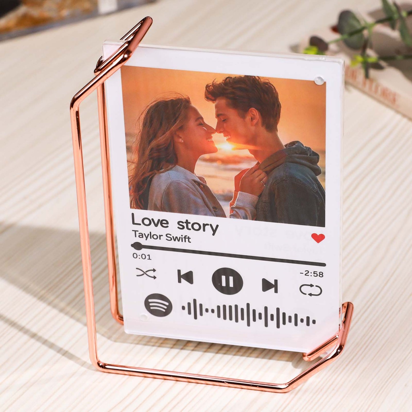 Custom L-shape Spotify Photo Frames Personalized Acrylic Picture Frame for Tabletop or Desktop Decor Gifts for Her - Photowatch