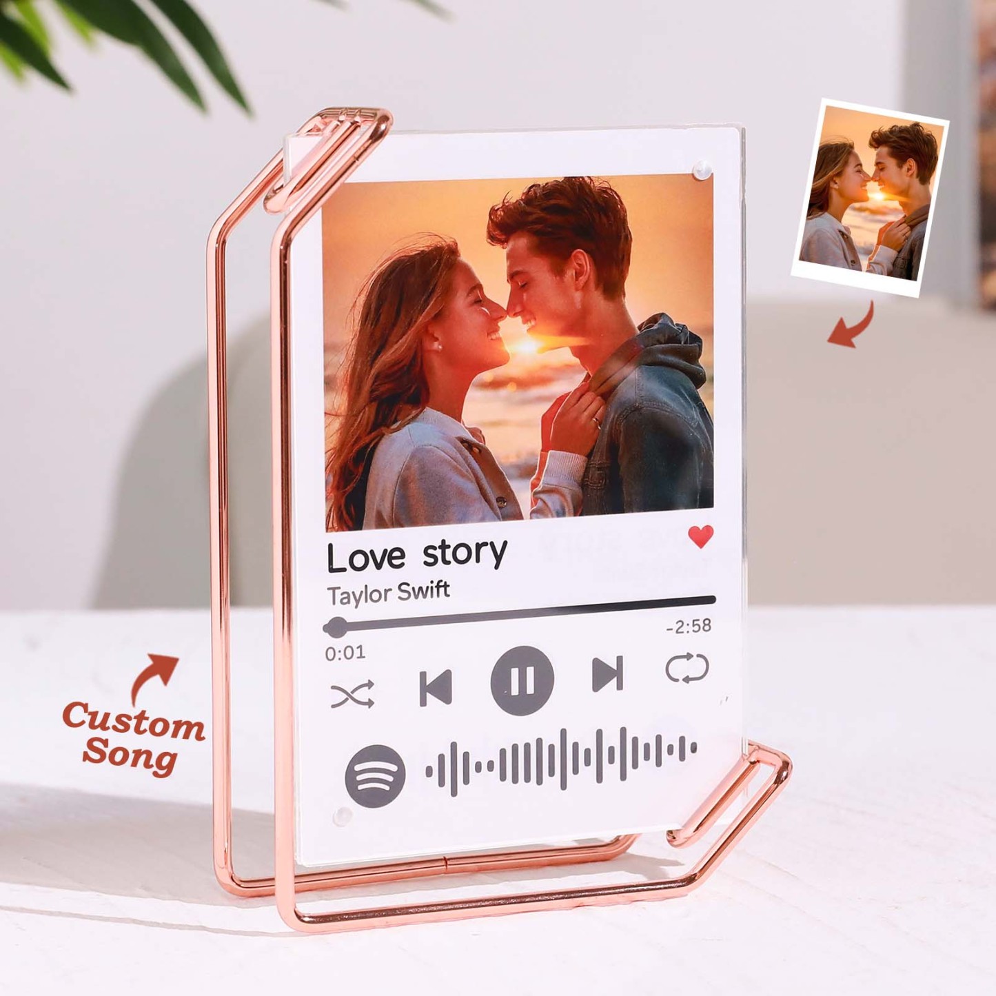 Custom L-shape Spotify Photo Frames Personalized Acrylic Picture Frame for Tabletop or Desktop Decor Gifts for Her - Photowatch