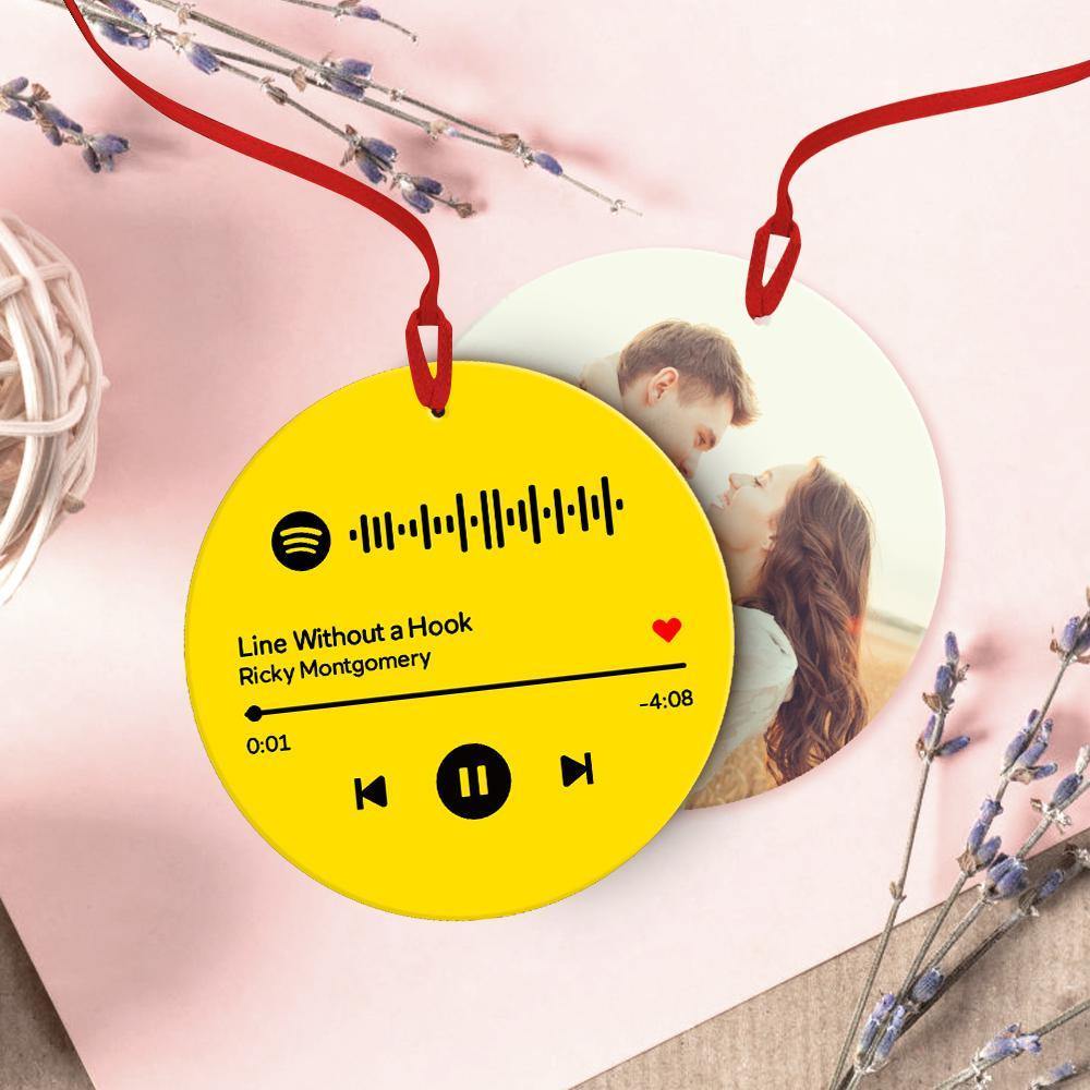 Scannable Spotify Code Ornaments Photo Hanging Ornament Engraved Custom Music Song Ornament Black - myspotifyplaque