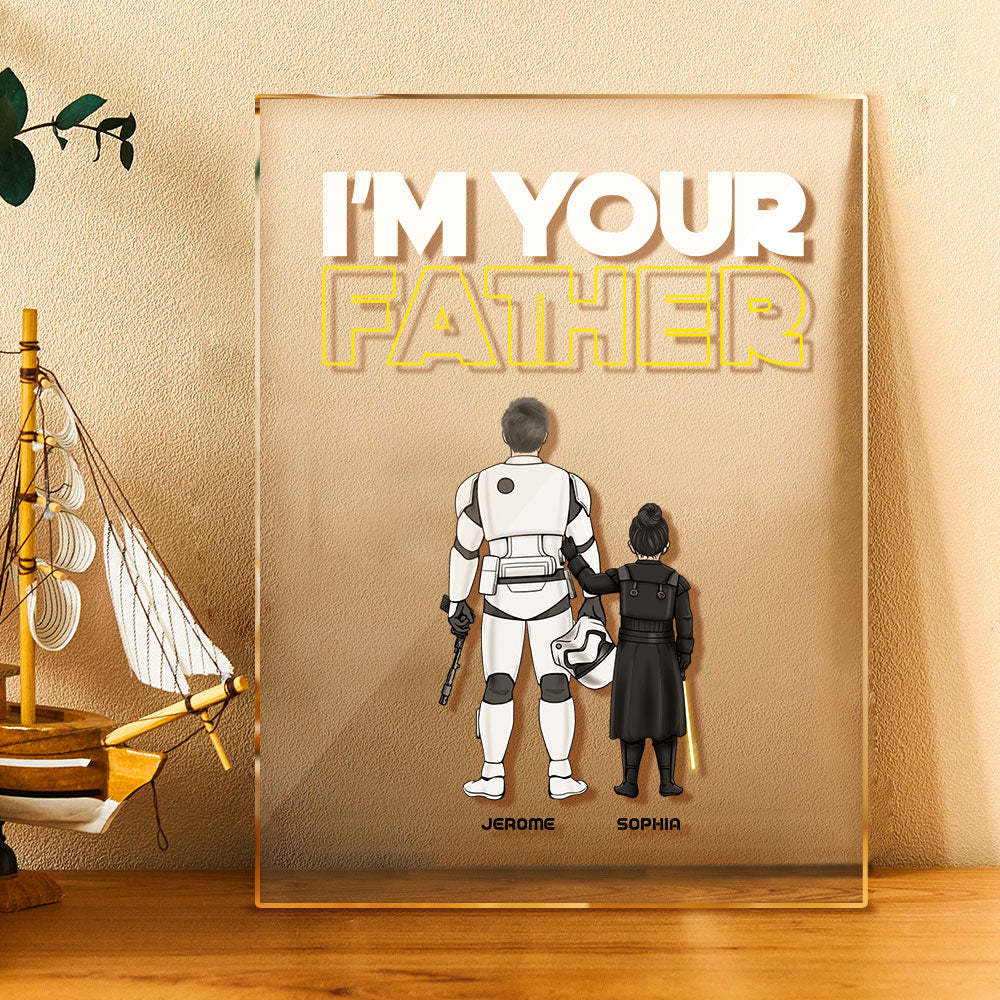 Custom I Am Their Father Night Light Personalized Acrylic Plaque Home Decoration Lamp Father's Day Gift - photowatch