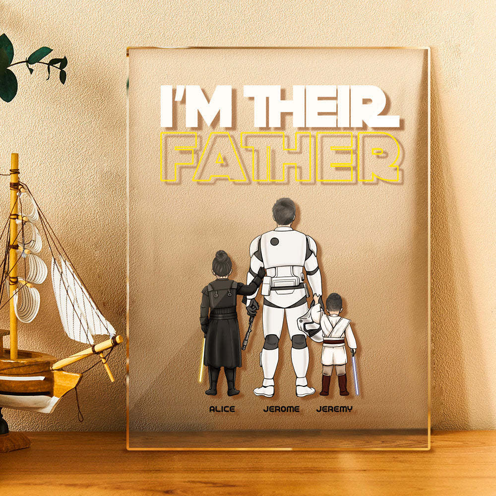 Custom I Am Their Father Night Light Personalized Acrylic Plaque Home Decoration Lamp Father's Day Gift - photowatch