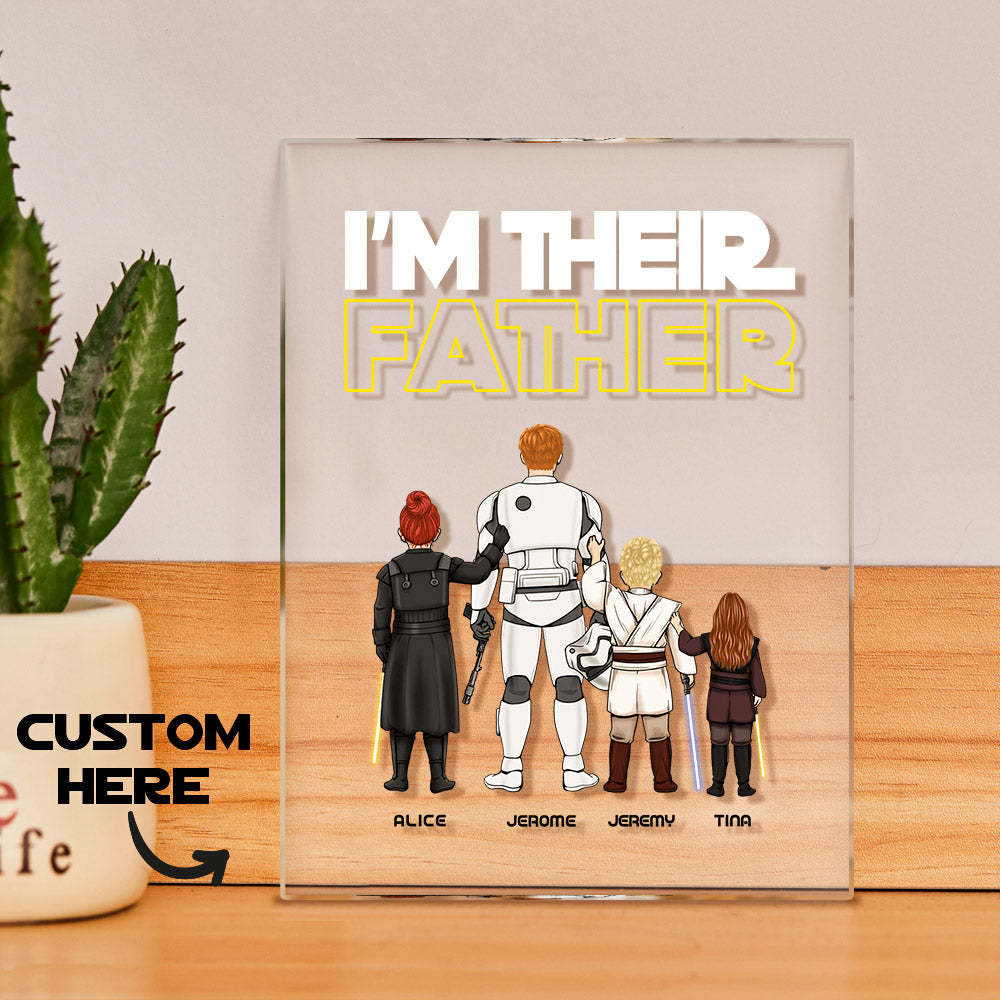 Custom I Am Their Father Night Light Personalized Acrylic Plaque Home Decoration Lamp Father's Day Gift - photowatch