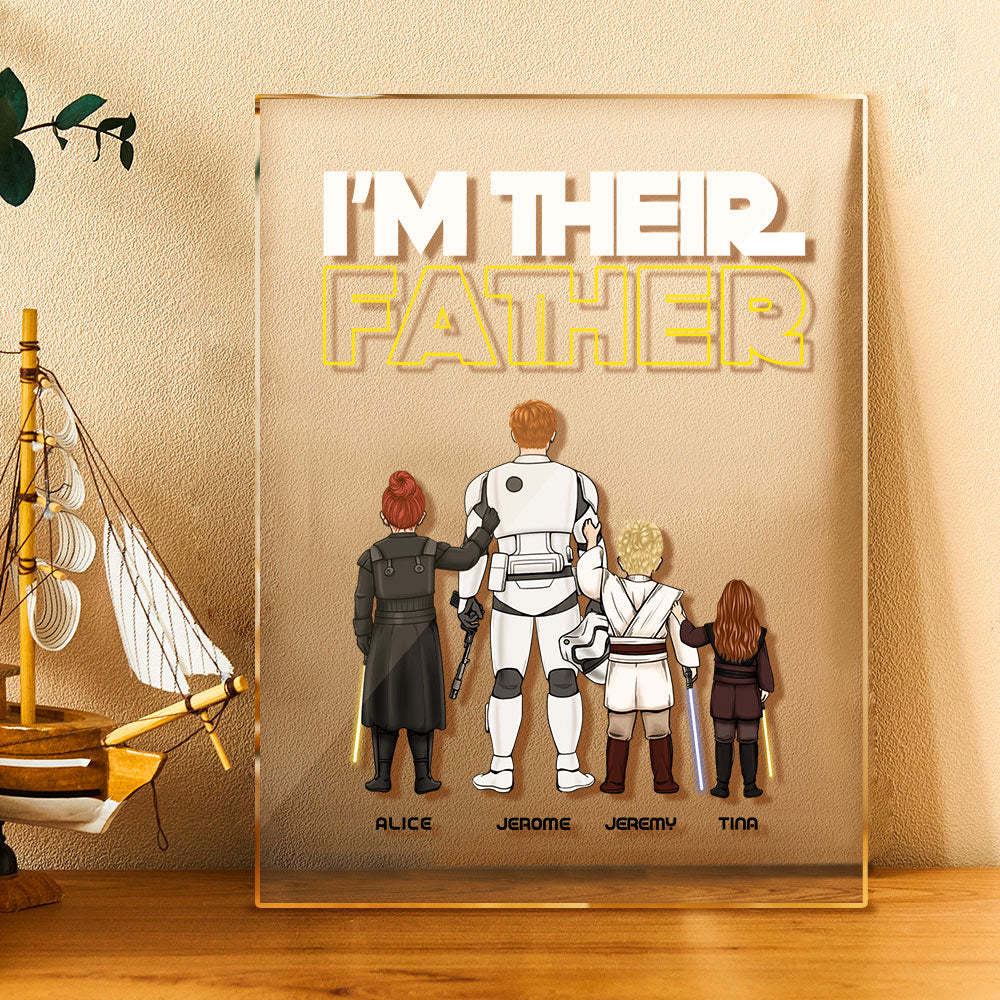 Custom I Am Their Father Night Light Personalized Acrylic Plaque Home Decoration Lamp Father's Day Gift - photowatch