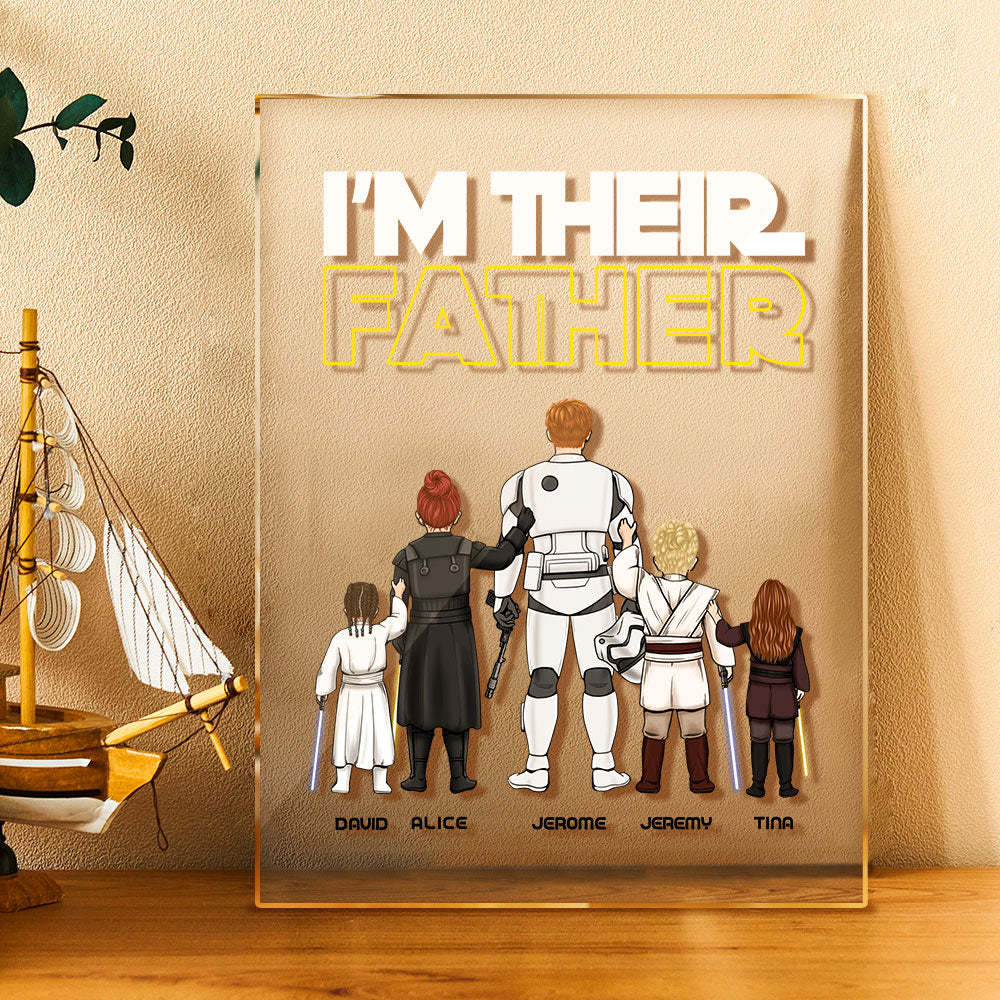 Custom I Am Their Father Night Light Personalized Acrylic Plaque Home Decoration Lamp Father's Day Gift - photowatch
