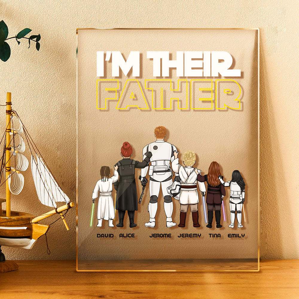 Custom I Am Their Father Night Light Personalized Acrylic Plaque Home Decoration Lamp Father's Day Gift - photowatch