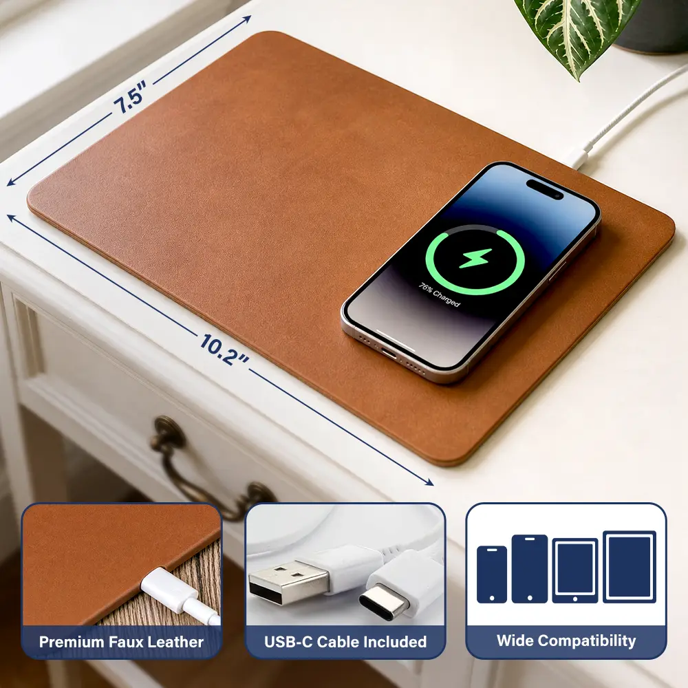 Personalized Leather Charging Mat, Personalized Charging Pad Dad Sketch Line Art Custom Photo Father's Day Gift For Dad
